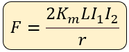 fórmula reducida entre dos conductores magnética